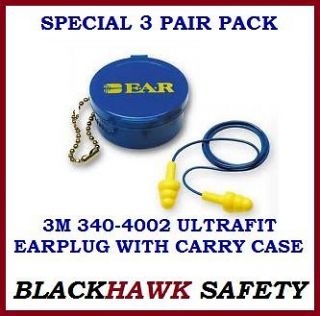 PAIR PACK 3M E.A.R. 340 4002 ULTRAFIT EAR PLUG WITH CORD AND CASE