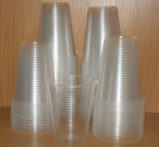 100 x Clear or White Plastic Disposable Cups or Glasses 180ml Ideal