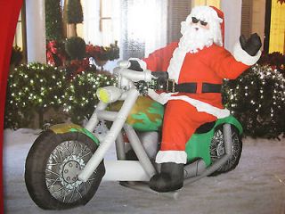 New Santa On Motorcycle Christmas Inflatable Gemmy Airblown Noel