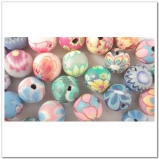 50 PCS Mixed Color Fimo Polymer Clay Round Beads 8mm