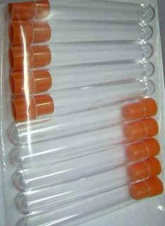 50 5ml 3 plastic test tubes 12 x75mm in 10 COLOR choices caps lids