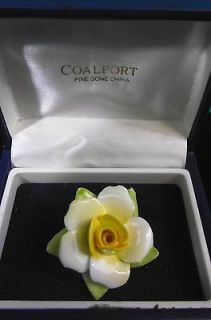 Coalport Fine Bone China Yellow Rose Brooch Boxed