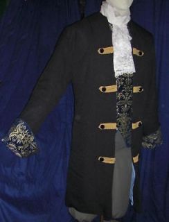 Pirate King Colonial Frock Coat Blu/Gold Velvet Cuff 48