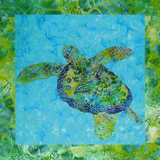 HONU SEA TURTLE ~Tropical Hawaiian Batik Fabric Quilt Panel Block
