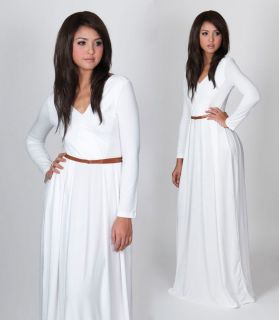 NEW Womens White VNeck Long Sleeve Cocktail Evening Party Maxi Dress