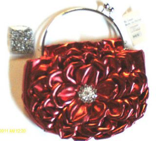 unique 8x6 scarlet red plastic evening purse with metal handle or add