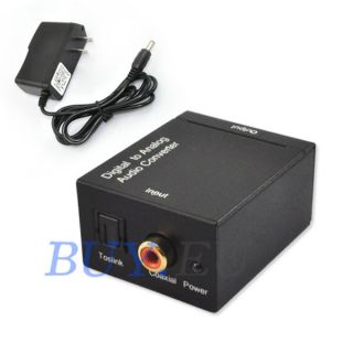 Optical Coax Coaxial Toslink to Analog RCA L/R Audio Converter Adapter