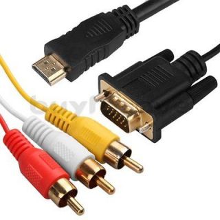 HDMI HDTV to VGA 3 RCA RGB Adapter Cable 1080p 5ft 1.5M