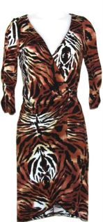 NEW Colleen Lopez Animal Print Wrap Dress w/ Ring Detail
