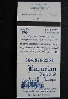 Bavarian Inn and Lodge on the Potomac Shepherdstown WV Matchbook