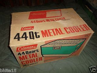 1976 Vintage Coleman 44 Quart Metal Cooler  Model K44  In Original Box