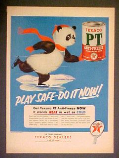 PT Anti~Freeze Can Skating Panda Bear Texas Company Memorabilia AD