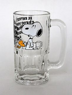 Woodstock Falls Asleep Peanuts Glass Root Beer Mug Stein 1965 1958