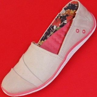 Beige DR SCHOLLS JUNE Canvas Athletic Slip On Casual Comfort Shoes