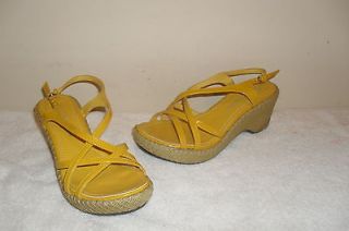 Ladies Coconuts Golden Yelow Wedge Strappy Open Toe Sandals Shoes Size