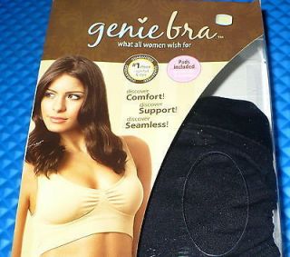 New Genie Bra Seamless & Comfort with Pads Black AS SEEN ON TV L XL