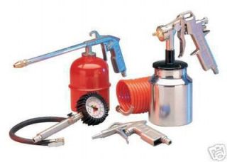 5PC AIR TOOL SET KIT SPRAY PAINT GUN FOR USE WITH AIR COMPRESSORS