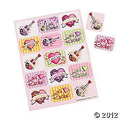 VALENTINES DAY ~ 24 Sheets Love Rocks Heart Stickers Kids Party Favors