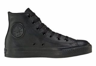Converse Chuck Taylor All Star Leather Hi Black Monochrome Shoe 1T405