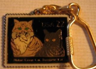 Maine Coon / Burmese Cat postage Stamp keychain 2374kc