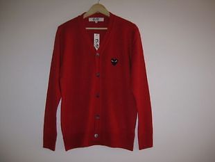 COMME Des GARCONS CDG (2) PLAY RED HEART MENS CARDIGAN SWEATER L