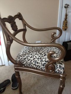 council craftsman copper coated chair empire style with leopard