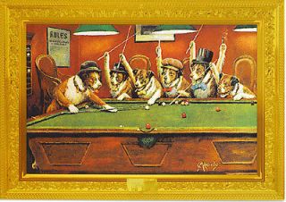 Dogs Playing Pool by C.M. Coolidge Modern Postcard