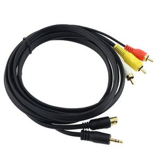 AUX 3.5mm Audio to 3 RCA Composite AV Video Cable for Laptop PC TV