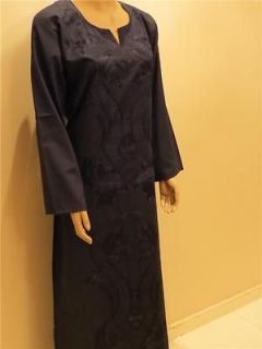 Egyptian Cotton Galabeya Abaya Islamic Black Jilbab Dress Kaftan XL