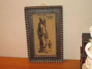 Old Signed Artini Engraving Painting Etched 4.5 x 9