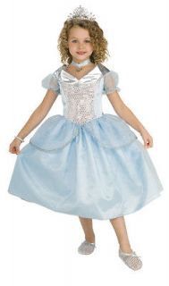 Cinderella Halloween Costume Dress Girls Tiara Necklace Slippers Dress