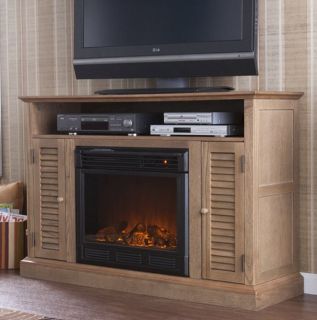 Wood Electric Infrared Fireplace Heater Media Entertainment TV Storage