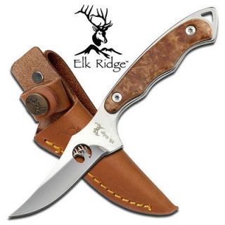 Elk Ridge Full Tang Maple Burl Wood Handle Hunting Skinning Knife