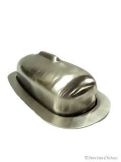 PIECE 18/10 Stainless Steel METAL Covered SERVING Butter Dish Matte