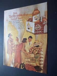 Couples Shopping for Falstaff Beer Original Vintage 1962 Print Ad