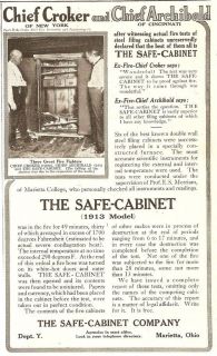 1912 SAFE CABINET AD FIRE CHIEF CROKER NEW YORK   CHIEF ARCHIBALD