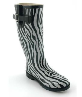 Corkys Sunshine Zebra Print NEW Black White Rubber Rain Snow Boots
