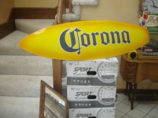 Corona Beer Surfboard Metal Tin Sign Bar Ware Neon Lighted