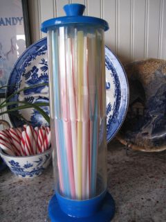 Vintage 1950s Straw Dispenser with Straws Plastic made in Japan