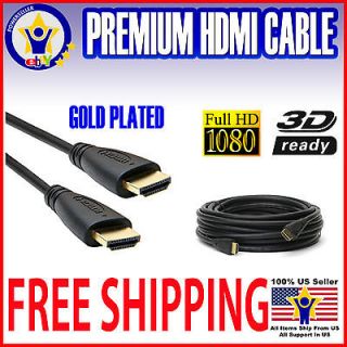 GOLD PLATED HDMI CABLE 1.4 3D PS3 HDTV XBOX 1FT 3FT 6FT 10FT 15FT 20F
