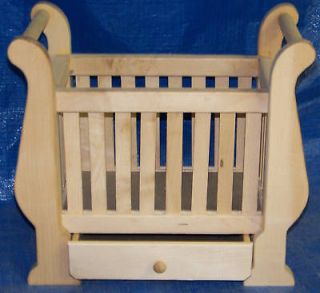 Custom Wooden Sleigh Toy Doll Crib W Drawer #1