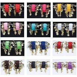 20 BELLY DANCE WRIST CUFF ANKLE ARM BRACELET COINS BAND