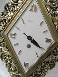 SYROCO VTG Wall Clock Diamond Shape 1967 USA Elegant Retro Mid Century