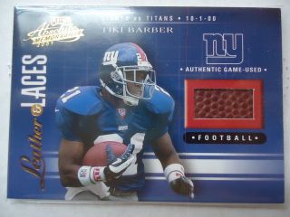 Tiki Barber 2001 Playoff Absolute Leather & Laces Game Used Football