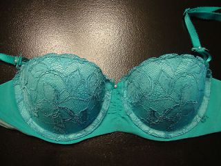 Victorias Secret bra 34A air padded love balconet floral lace aqua