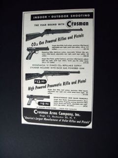 Crosman CO2 & Pneumatic Rifle Pistol 1953 print Ad