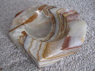Vintage Marble and Metal Base Crystal Ash Tray Mid Century
