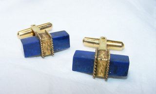14k gold LAPIS STONE gorgeous Cuff Links Looks great for MAN or WOMAN