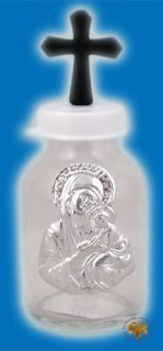 Orthodox Holy Oil & Water Bottle From Glas With Small Metall Icon