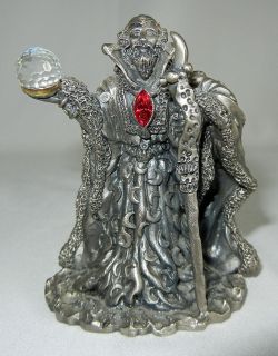 WAPW U.K. The Moon Wizard Solid Pewter Figurine with Crystal